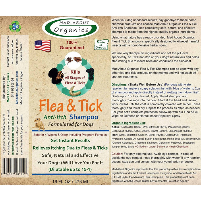 Mad About Organics | Flea & Tick Shampoo for Dogs